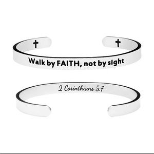 STAINLESS STEEL WALK BY FAITH OPEN UNISEX BRACELET